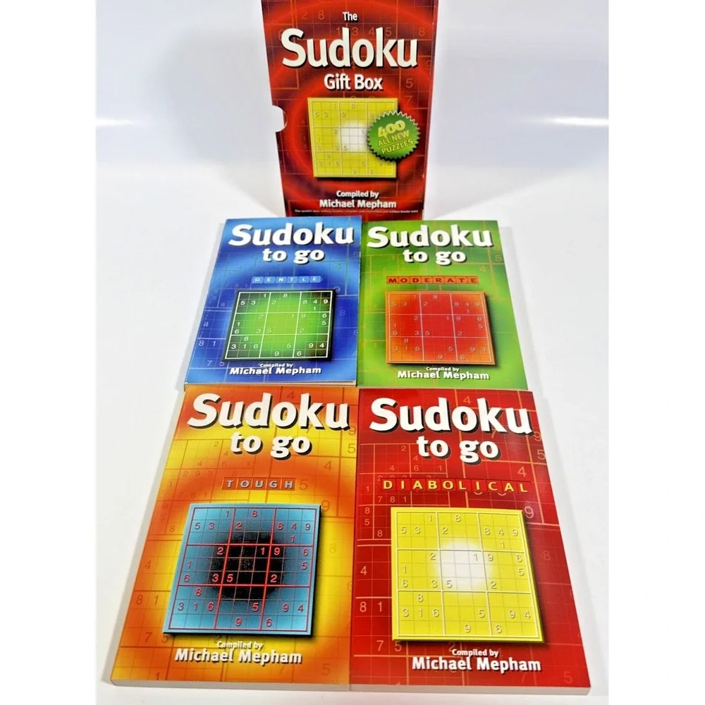 Michael Mepham The Sudoku Gift Box Set 4 Books 400 Puzzles Red Multi Logic Games